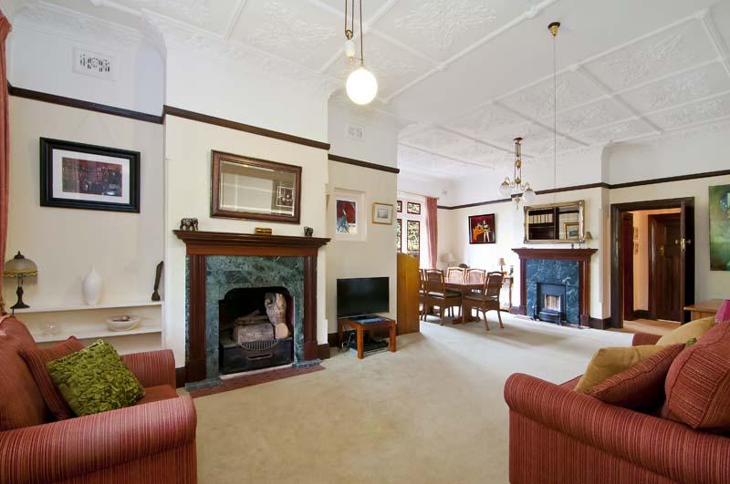 A delightful Federation Lounge room with original fireplaces and ceilings. Sherwood, circa 1910, 307 Mowbray Road Artarmon