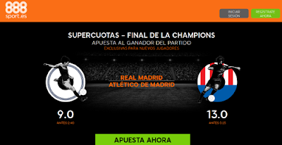 888sport supercuota 9 o 13 Final Champions League Real Madrid vs Atletico 28 mayo