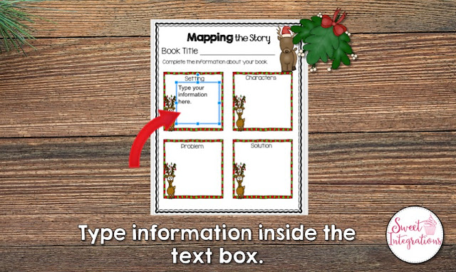 "Type information inside the text box" with a visual example