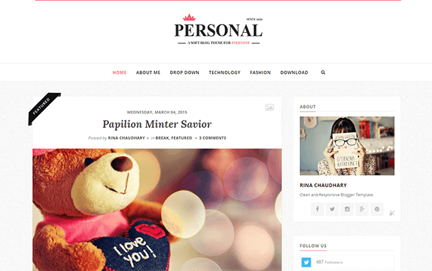 Personal Clean & Responsive Blogger Template