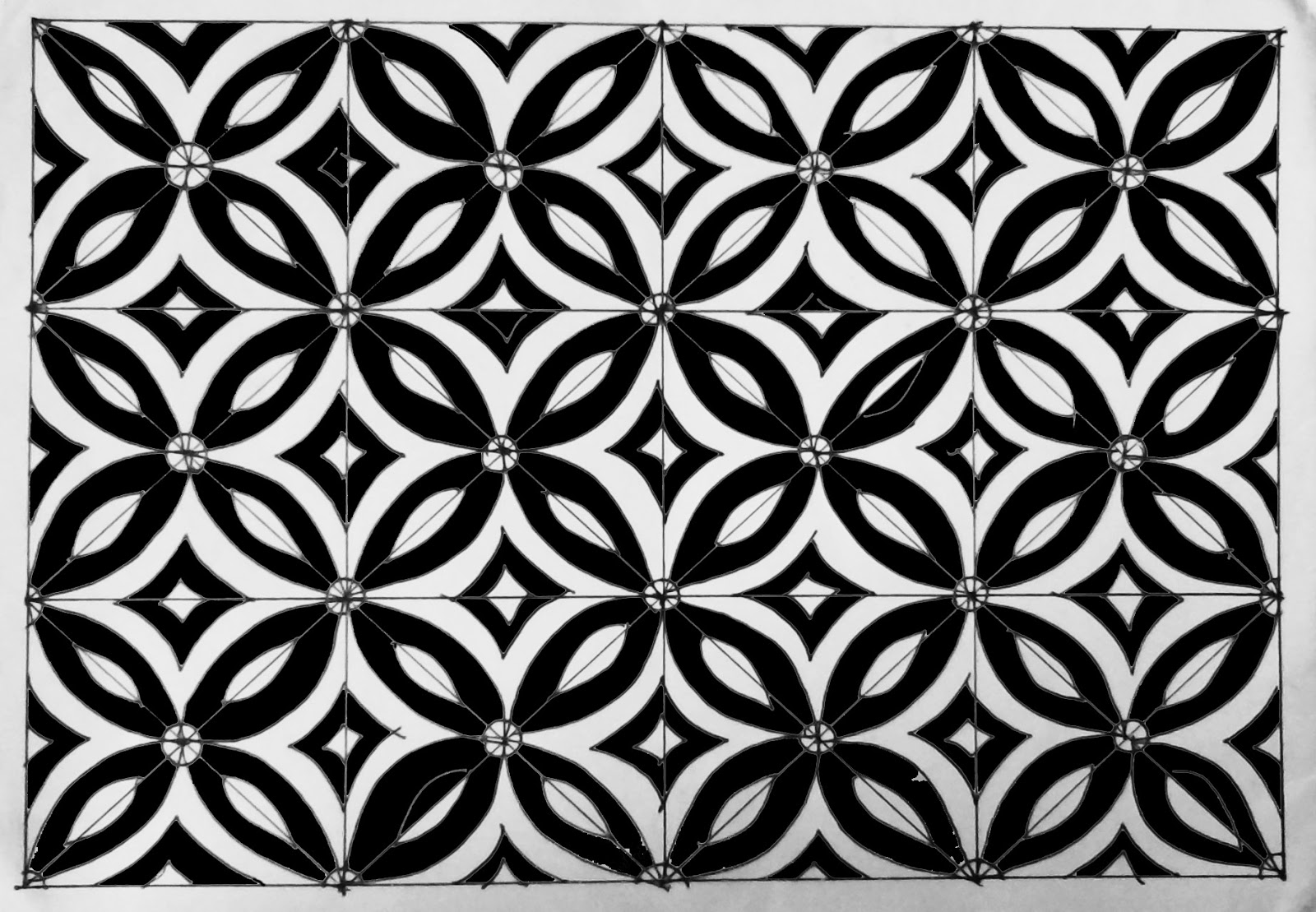 Menggambar Motif Batik Geometris  Shona Design