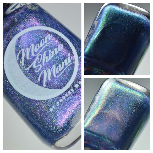 indigo holographic nail polish in a bottle