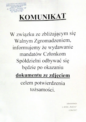 Walne Zgromadzenie Członków L-WSM "Budowa" - wydawanie mandatów