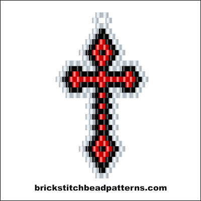 Click for a larger image of the Small Gothic Cross Halloween brick stitch bead pattern color chart.