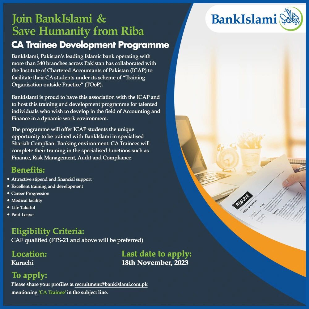 JOBS IN BankIslami Pakistan Limited in Karachi