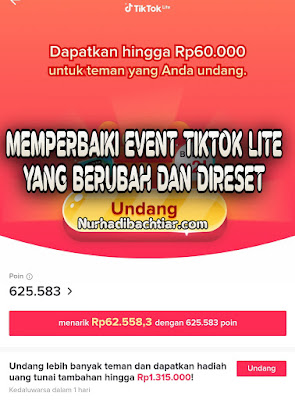 event tiktok lite berubah hilang direset