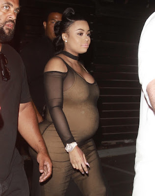 Image result for Pregnant Blac Chyna steps out in skin-tight mesh dress