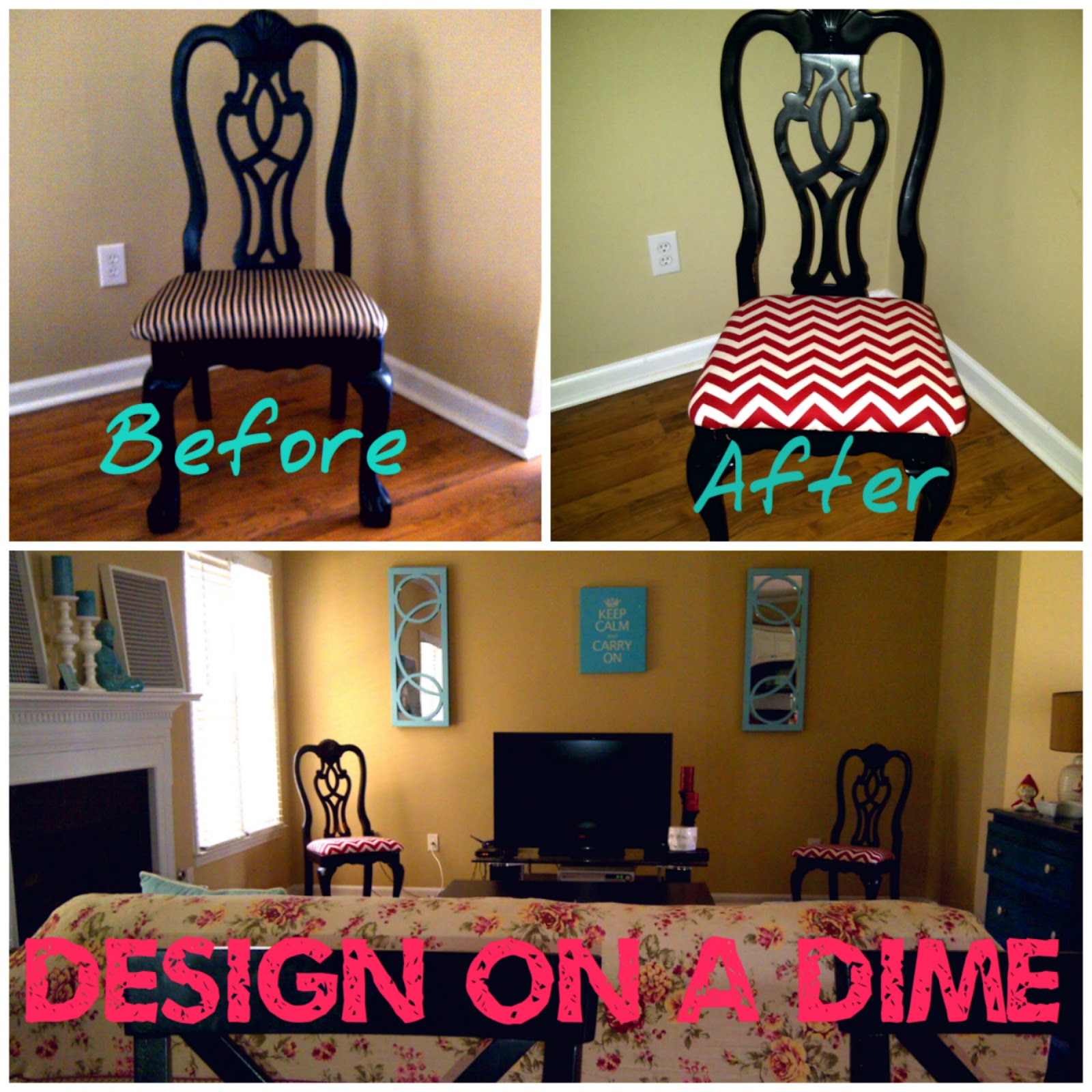 Design on a Dime: Family Room Chevron Chairs Makeover | The Bluebird Patch