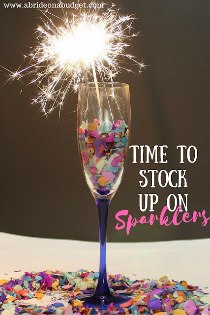 Planning a sparkler send off at your wedding? Now is the time to stock up on sparklers. Get all the details at www.abrideonabudget.com.