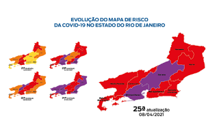 Mapa de risco da Covid-19: estado apresenta bandeira roxa