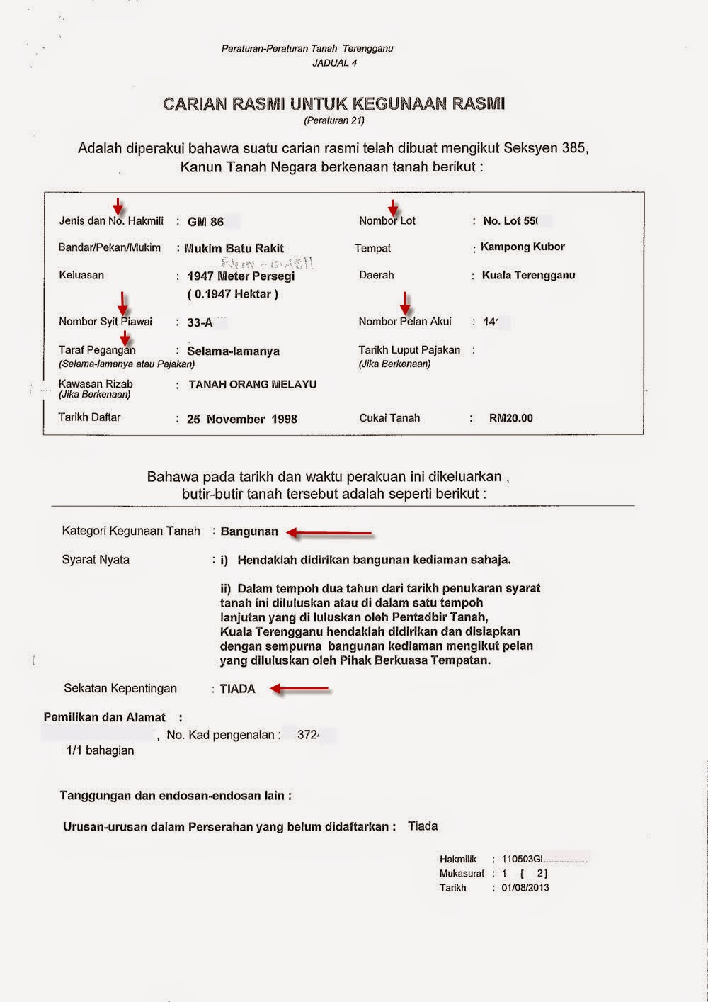 Surat Biometrik Pejabat Tanah