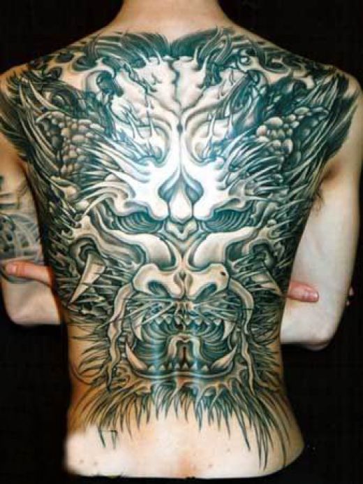 Animal Tattoo. Back Dragon Tattoo. Black Tiger tattoo. Lion's Head tattoo