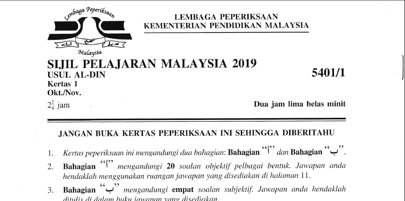 Kertas Percubaan Spm 2019