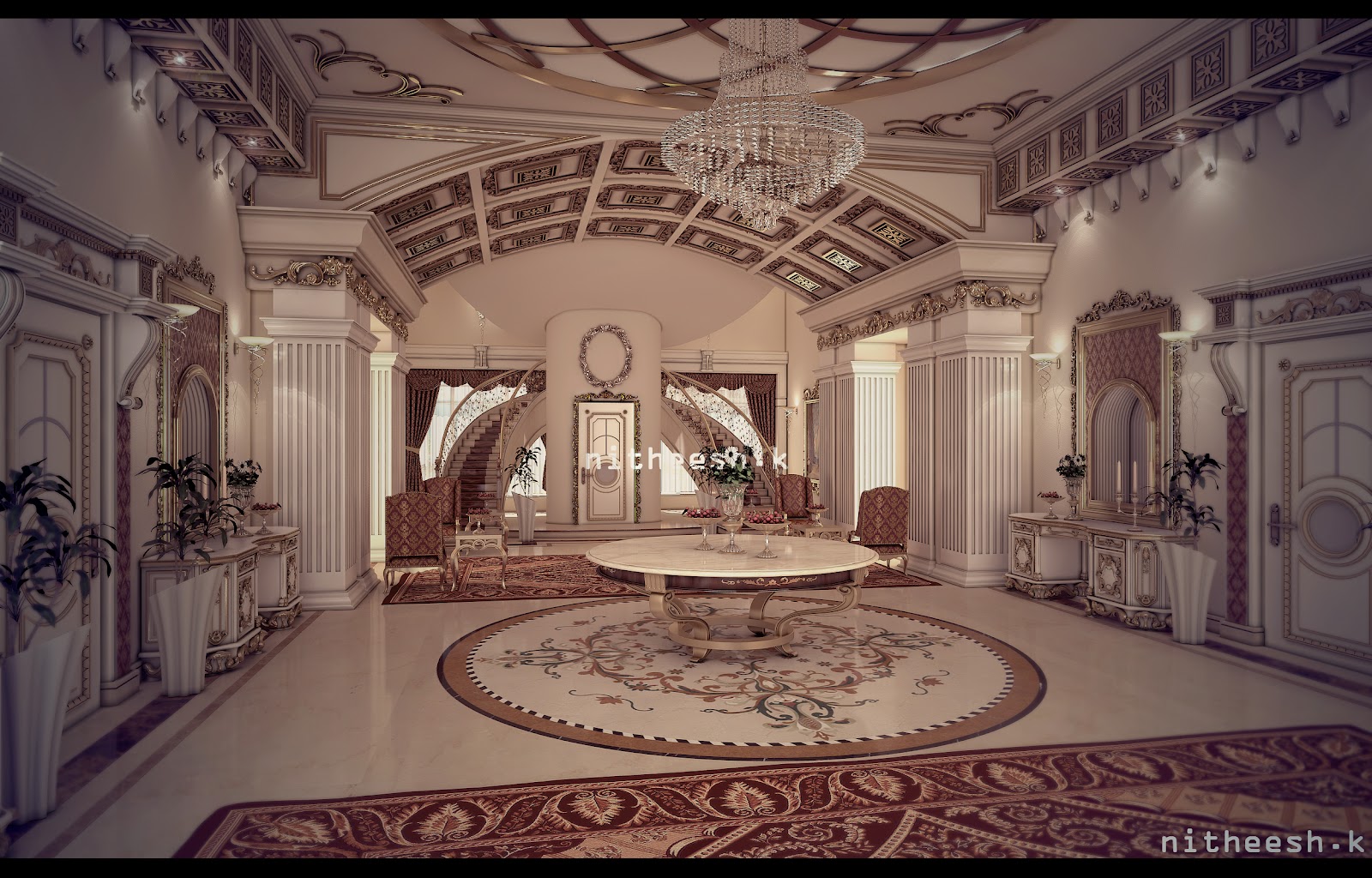 3d visualiser in Qatar: Classical living room in Qatar