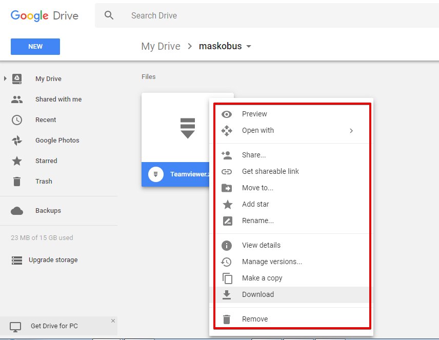 Menggunakan kembali file di google drive