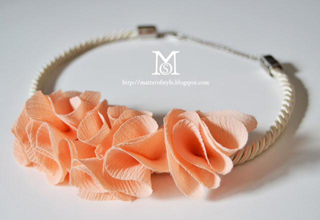 flower necklace, necklace diy, jewelry diy, recycled materials, no waste sew, spring diy, flower diy, diy, fashion diy