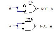 NOT gate with NAND and NOR diagram