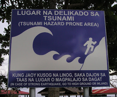 Tsunami notice from Siargao Island, NE Mindanao, Philippines, home of Cloud 9 surfing spot