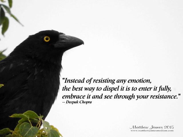 'Instead of resisting any emotion, the best way to dispel it is to enter it fully, embrace it and see through your resistance' - Deepak Chopra