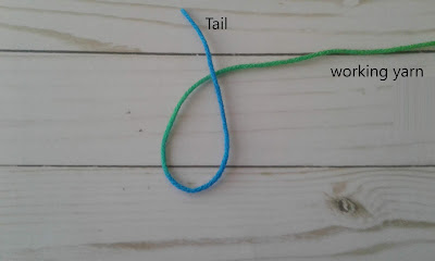 tail and working yarn