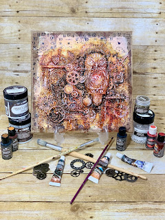 Steampunk Owl Mixed Media Canvas by Jason Duigou with Duigou Designs