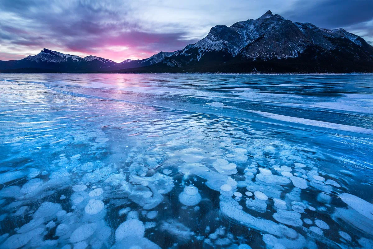 abraham lake bubbles Canada