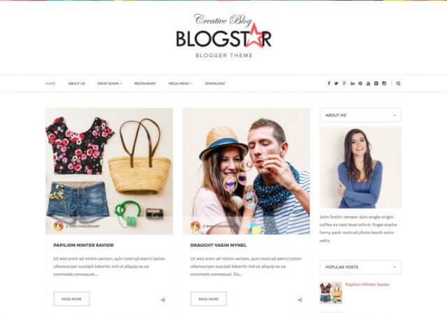 BLOGSTAR BLOGGER TEMPLATE 2020