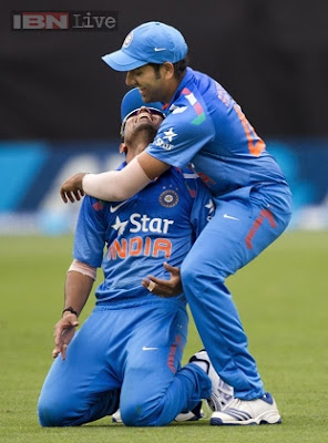 Kolkata: Indian batsmen Rohit Sharma and Ajinkya Rahane during the ...