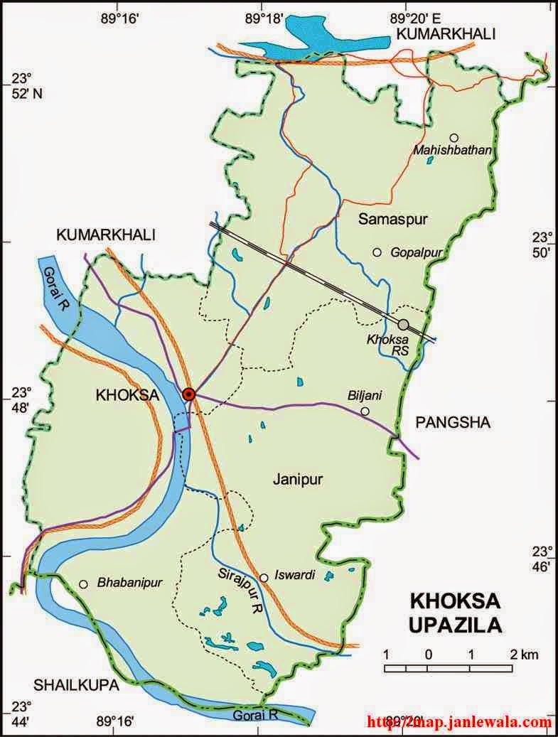khoksa upazila map of bangladesh