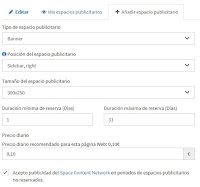 Configurar espacio publicitario Space Content