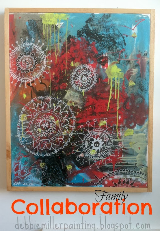 abstract art, mandalas, blue and red, painting, painting with kids