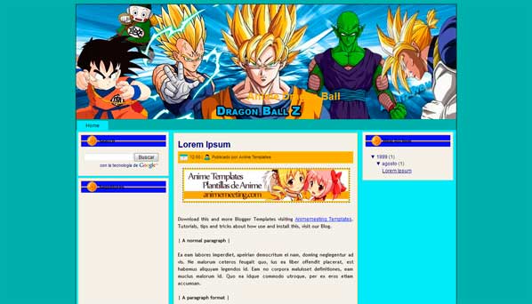 anime blogger template Dragon Ball