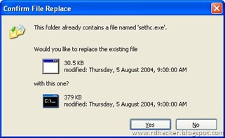 When asked to overwrite,overwrite the sethc.exe - rdhacker.blogspot.com