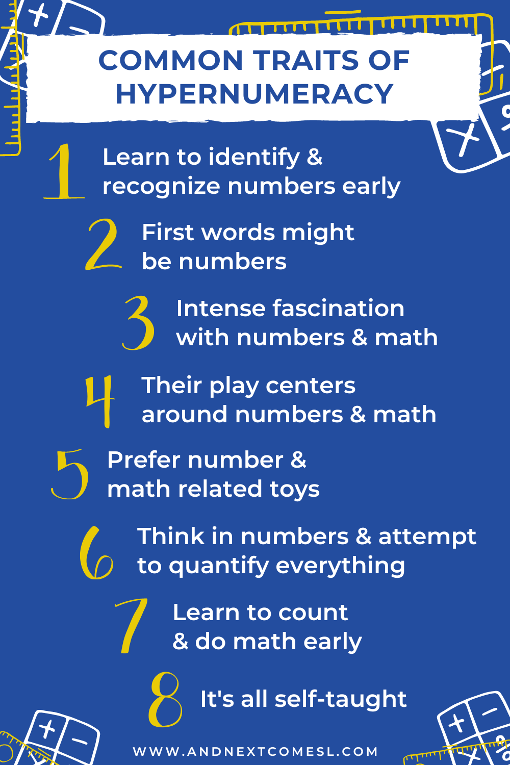 A list of common traits and characteristics of hypernumeracy