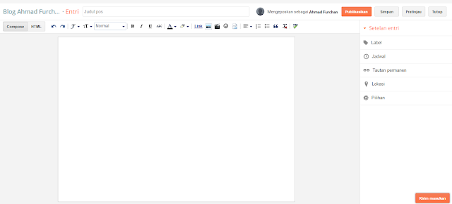 Halaman Menulis Posting Blog