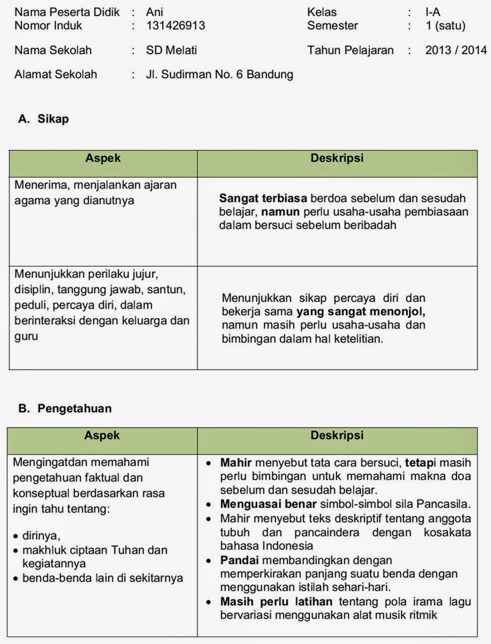 Catatan Tami: RAPORT KURIKULUM 2013