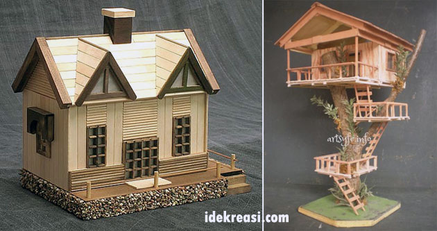 Kerajinan Tangan dari Stik Es Krim : Miniatur Rumah - Ide 