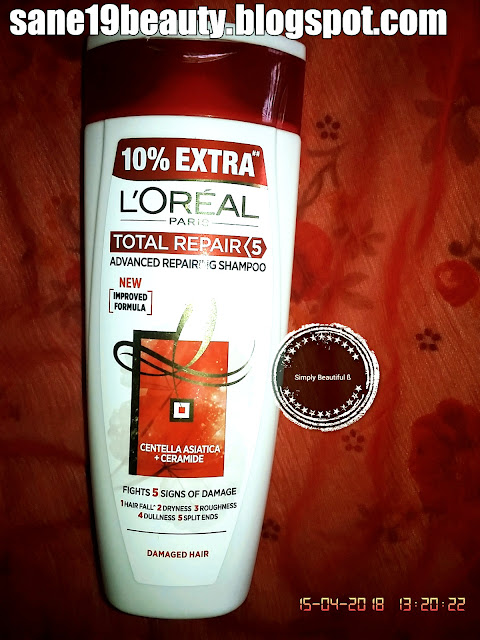 Review of ĽORÉAL PARIS Total Repair 5 Advanced Repairing Shampoo.