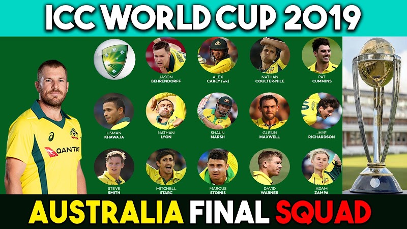 ICC Cricket World Cup 2019 Australia Team Squad | Australia Cricket Team Squad for World Cup 2019