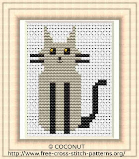 Free and easy printable cute cat cross stitch pattern