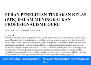 Laporan Peran Penelitian Tindakan Kelas (PTK) Dalam Meningkatkan Profesionalisme Guru