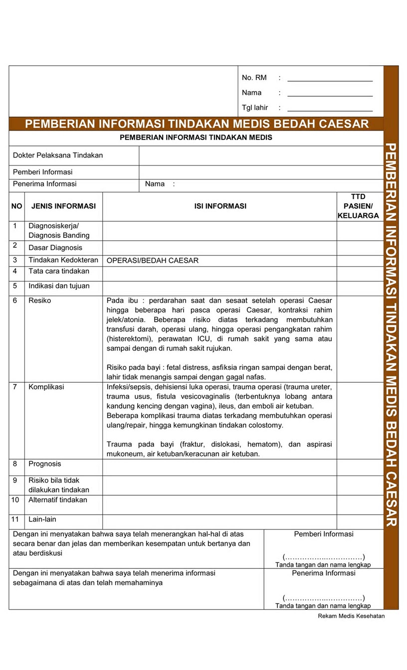  CONTOH  FORMAT REKAM  MEDIS  KEBIDANAN PEMBERIAN INFORMASI 