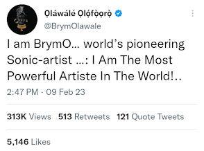 Singer Brymo Reveals why he is the world’s most powerful artiste