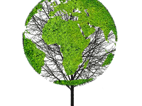 World map green tree