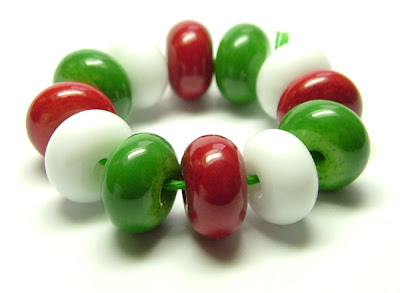 Christmas lampwork glass beads