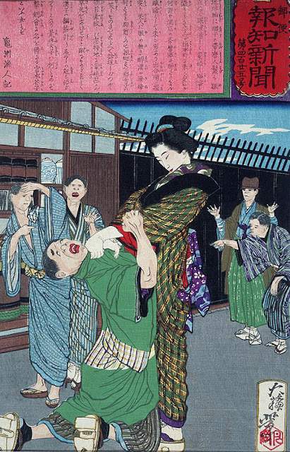 Ukiyo-e. Träsnitt. Yoshitoshi.