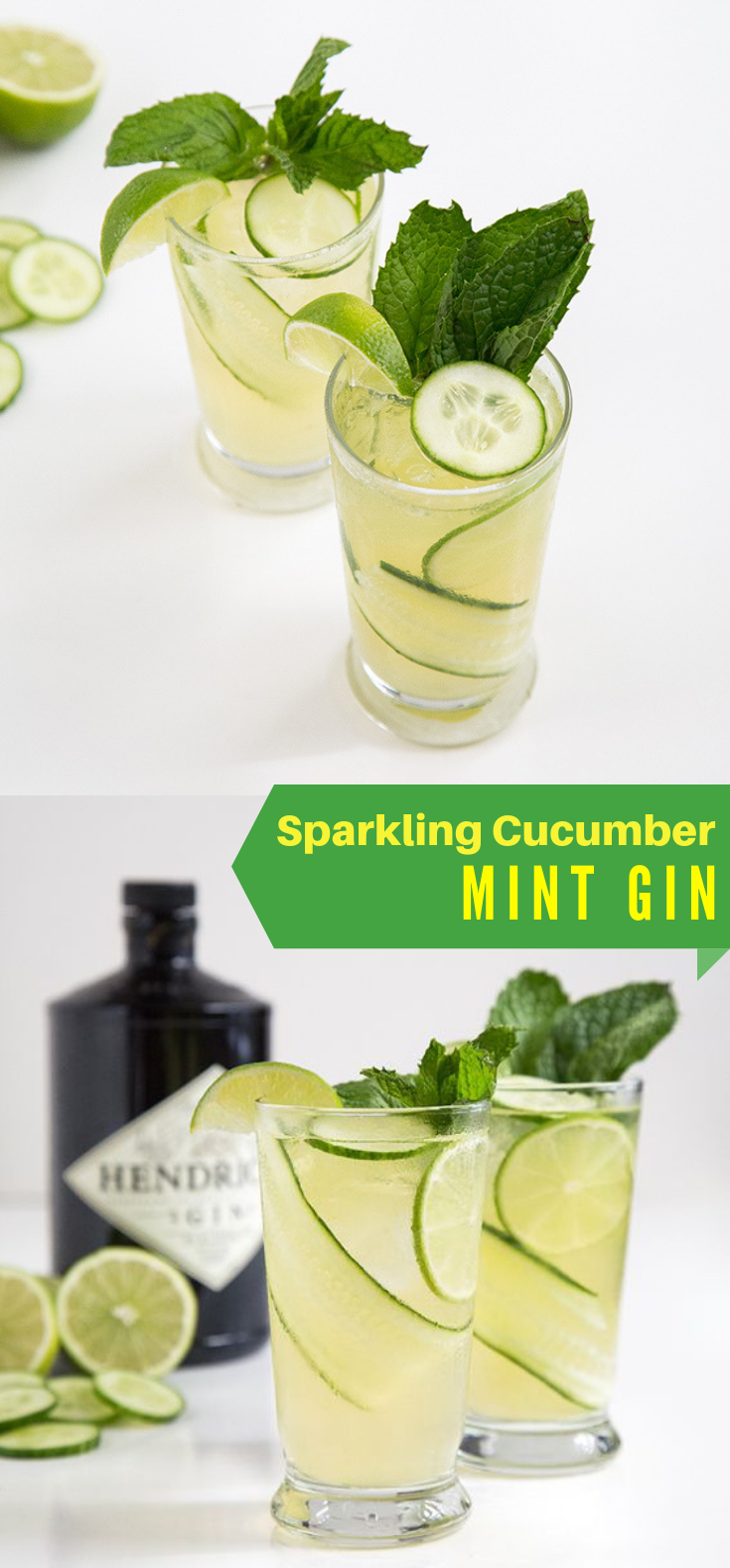 SPARKLING CUCUMBER MINT GIN #Drink #Cocktails