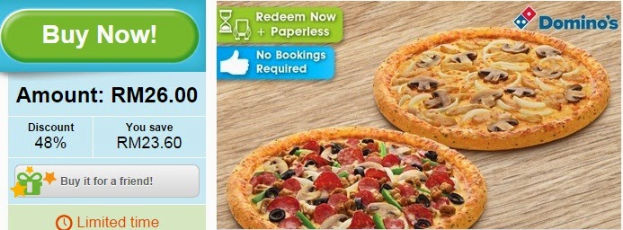 Domino’s Pizza groupon offers, discount, groupon Malaysia