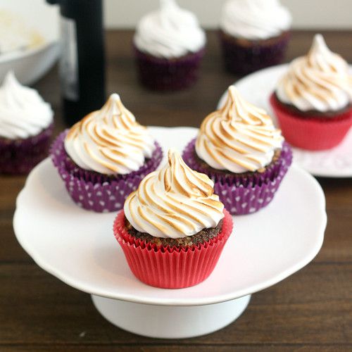 Chocolate Graham Cracker Cupcakes with Toasted Marshmallow Frosting