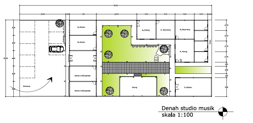 Belajar AutoCAD Jasa desain Denah studio musik Layout 